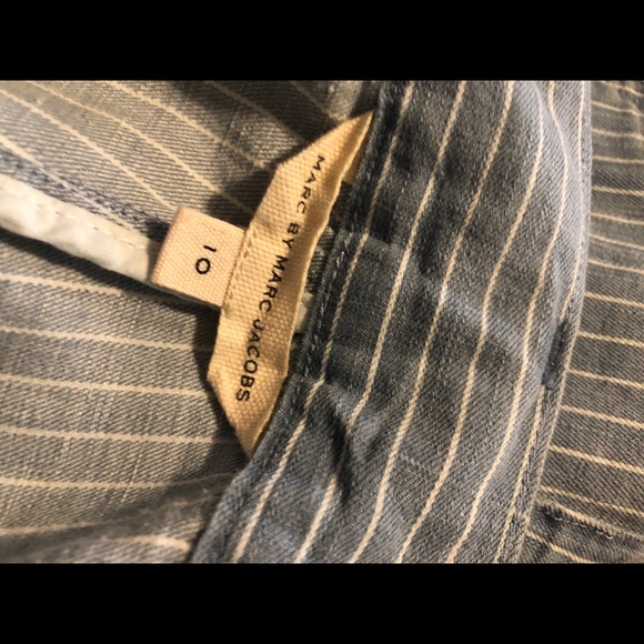 MARC JACOBS chambray belted straight leg pants - Picture 3 of 4